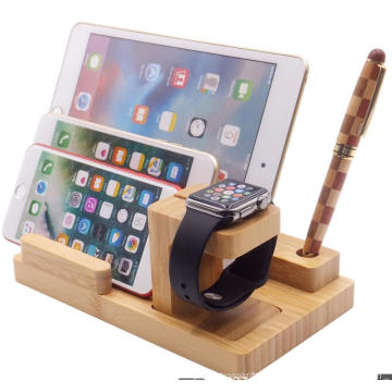 New products bamboo wood Charging bracket stand with USB 2.0 4 port hub port for all mobile phone